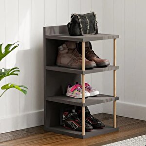 Çok Amaçlı 4 Raflı Ayakkabılık, Banyo, Mutfak Düzenleyici Organizer Antrasit Gri