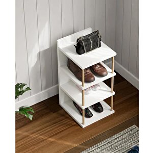 Çok Amaçlı 4 Raflı Ayakkabılık, Banyo, Mutfak Düzenleyici Organizer Beyaz