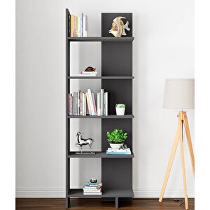 Asimetrik Beş Raflı Kitaplık Kt3 Antrasit