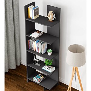 Asimetrik Beş Raflı Kitaplık Kt3 Antrasit