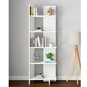 Reyo Asimetrik Beş Raflı Kitaplık Kt3 Beyaz