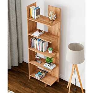 Asimetrik Beş Raflı Kitaplık Kt3 Çam
