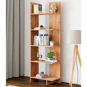 Asimetrik Beş Raflı Kitaplık Kt3 Çam