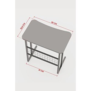 Reyo Metal Ayaklı Laptop Sehpası Koltuk Sehpası Kahvaltı Masası Çalışma Sehpası Krem