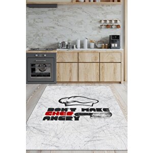 Homshtag Şefi Kızdırma Beyaz Renkli Mutfak Halısı Mutfak Temalı Minimal Modern Mutfak Halısı