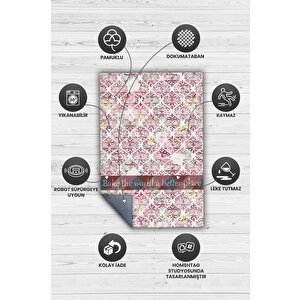 Homshtag Daha İyi Bir Yer Çok Renkli Mutfak Halısı Geometrik Yazılı Mutfak Temalı Çiçekli Halı