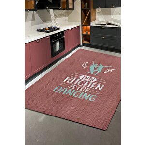 Bu Mutfak Dans Etmek İçin Pembe Renkli Mutfak Halısı Mutfak Temalı Minimal Mutfak Halısı 80x120 cm