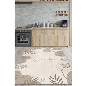 Homshtag Sevgi Dolu Aile Mutfağı Çok Renkli Mutfak Halısı Minimal Yazılı Mutfak Temalı Çiçekli Halı