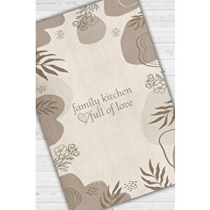 Homshtag Sevgi Dolu Aile Mutfağı Çok Renkli Mutfak Halısı Minimal Yazılı Mutfak Temalı Çiçekli Halı