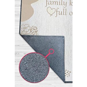 Homshtag Sevgi Dolu Aile Mutfağı Çok Renkli Mutfak Halısı Minimal Yazılı Mutfak Temalı Çiçekli Halı