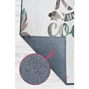 Homshtag Aşçıyı Öp Çok Renkli Mutfak Halısı Minimal Yazılı Modern Halı Mutfak Temalı Çiçekli Halı