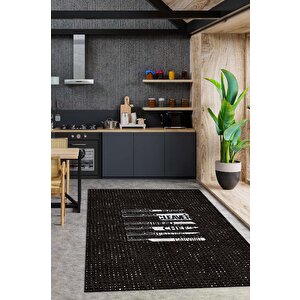 Homshtag Şef Bıcakları Siyah Beyaz Halı Mutfak Temalı Halı Modern Mutfak Halısı Minimal Mutfak Halı