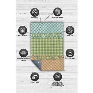 Homshtag İstediğini Ye Çok Renkli Mutfak Halısı Yazılı Dekoratif Halı Geometrik Mutfak Temalı Halısı