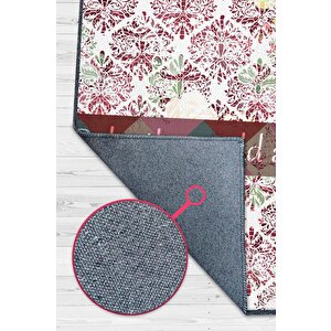 Daha İyi Bir Yer Çok Renkli Mutfak Halısı Geometrik Yazılı Mutfak Temalı Çiçekli Halı 100x150 cm