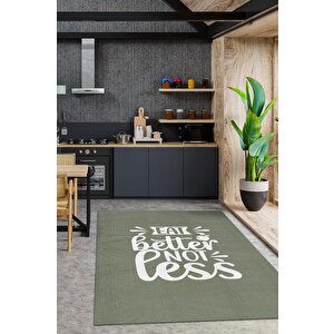 Homshtag Az Yeme İyi Ye Yeşil Renkli Mutfak Halı Yazılı Dekoratif Modern Mutfak Halısı Dokuma Halı