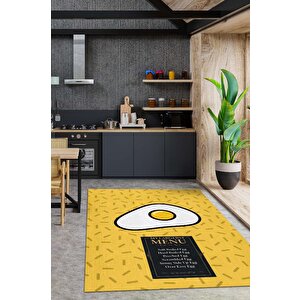 Homshtag En Geniş Menü Sarı Renkli Mutfak Halısı Yumurta Mutfak Temalı Minimal Tasarım Mutfak Halısı