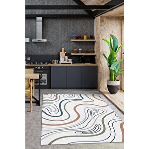 Homshtag Biftek Sanatı Açık Renkli Mutfak Halısı Yazılı Minimal Halı Geometrik Mutfak Temalı Halı