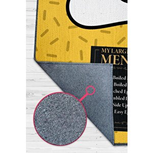 En Geniş Menü Sarı Renkli Mutfak Halısı Yumurta Mutfak Temalı Minimal Tasarım Mutfak Halısı 80x120 cm