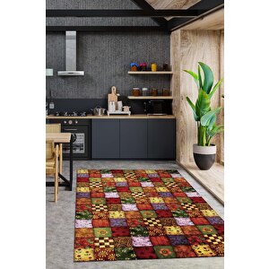 Homshtag Mutfaktaki Bahar Çiçekli Mutfak Halısı Çok Renkli Dekoratif Halı Patchwork Mutfak Halısı