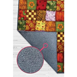 Homshtag Mutfaktaki Bahar Çiçekli Mutfak Halısı Çok Renkli Dekoratif Halı Patchwork Mutfak Halısı