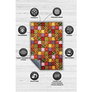 Homshtag Mutfaktaki Bahar Çiçekli Mutfak Halısı Çok Renkli Dekoratif Halı Patchwork Mutfak Halısı