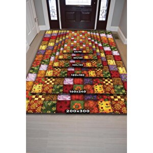 Homshtag Mutfaktaki Bahar Çiçekli Mutfak Halısı Çok Renkli Dekoratif Halı Patchwork Mutfak Halısı