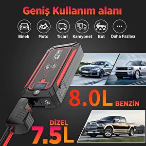 Utrai Jstar 4 24000 Mah 2500a Jump Starter Taşınabilir Akü Takviye Cihazı ( Kablosuz Şarj + Pusula + Çanta + Led Lamba + Powerbank