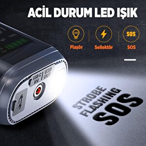 Groove Hcb002 22000mah 2500a Akü Takviye Cihazı +lastik Şişirme Kompresörlü Taşınabilir Jump Starter (kompresör+powerbank+led Lamb