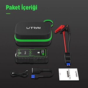 Utrai Js-1 Pro 16000mah 2500a Jump Starter Taşınabilir Akü Takviye Cihazı ( Kablosuz Şarj + Pusula + Çanta + Led Lamba + Powerbank