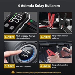 Groove F11 15800mah 2000a Akü Takviye Cihazı Taşınabilir Jump Starter (powerbank+led Lamba+lcd Ekran)