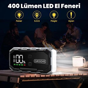 Groove F11 15800mah 2000a Akü Takviye Cihazı Taşınabilir Jump Starter (powerbank+led Lamba+lcd Ekran)