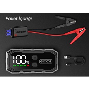 Groove F11 15800mah 2000a Akü Takviye Cihazı Taşınabilir Jump Starter (powerbank+led Lamba+lcd Ekran)