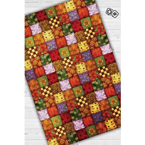 Mutfaktaki Bahar Çiçekli Mutfak Halısı Çok Renkli Dekoratif Halı Patchwork Mutfak Halısı 100x150 cm