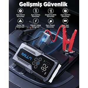 Utrai Js-9 Jstar 9 15000mah 1500a Akü Takviye Cihazı + Lastik Şişirme Pompası Taşınabilir Jump Starter (çanta+powerbank+led Lamba+
