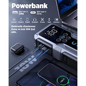 Utrai Js-9 Jstar 9 15000mah 1500a Akü Takviye Cihazı + Lastik Şişirme Pompası Taşınabilir Jump Starter (çanta+powerbank+led Lamba+