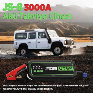 Utrai Jstar 8 74wh 20000mah 3000a Jump Starter Taşınabilir Akü Takviye Cihazı ( Powerbank + Led Lamba + Taşıma Kılıfı + Lcd Ekran