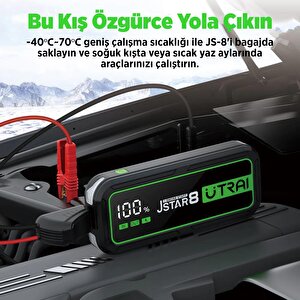 Utrai Jstar 8 74wh 20000mah 3000a Jump Starter Taşınabilir Akü Takviye Cihazı ( Powerbank + Led Lamba + Taşıma Kılıfı + Lcd Ekran