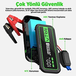Utrai Jstar 8 74wh 20000mah 3000a Jump Starter Taşınabilir Akü Takviye Cihazı ( Powerbank + Led Lamba + Taşıma Kılıfı + Lcd Ekran