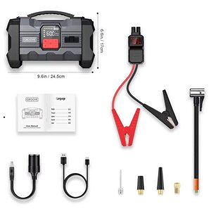 Groove Zk004 26800mah 4500a Akü Takviye Cihazı +lastik Şişirme Kompresörlü Taşınabilir Jump Starter (kompresör+powerbank+led Lamba