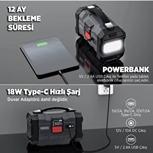 Groove Zk004 26800mah 4500a Akü Takviye Cihazı +lastik Şişirme Kompresörlü Taşınabilir Jump Starter (kompresör+powerbank+led Lamba
