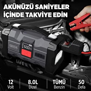 Groove Zk004 26800mah 4500a Akü Takviye Cihazı +lastik Şişirme Kompresörlü Taşınabilir Jump Starter (kompresör+powerbank+led Lamba