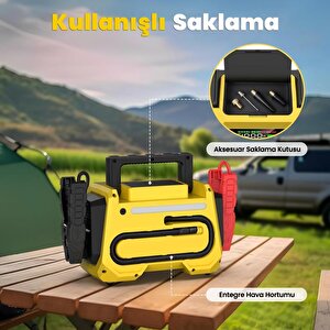 Groove F05 42000mah 8000a Akü Takviye Cihazı +lastik Şişirme Kompresörlü Taşınabilir Jump  Starter+pd 30w Hızlı Şarj (kompresör+po