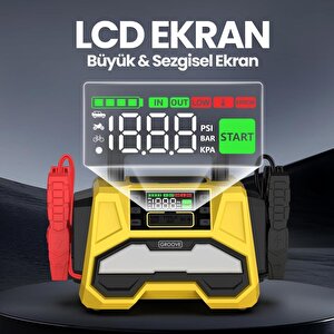 Groove F05 42000mah 8000a Akü Takviye Cihazı +lastik Şişirme Kompresörlü Taşınabilir Jump  Starter+pd 30w Hızlı Şarj (kompresör+po