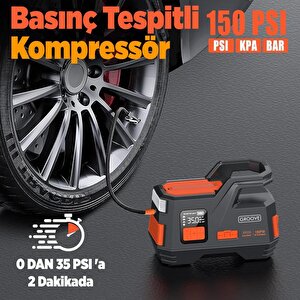 Groove Js006 26800mah 4500a Akü Takviye Cihazı +lastik Şişirme Kompresörlü Taşınabilir Jump Starter (kompresör+powerbank+led Lamba