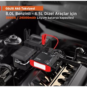 Utrai Jstar 5 24000mah 2000a Jump Starter + Lastik Şişirme Pompası Taşınabilir Akü Takviye Cihazı ( Çanta + Lcd Ekran + Powerbank