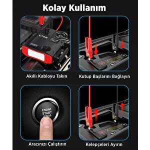 Utrai Jstar 5 24000mah 2000a Jump Starter + Lastik Şişirme Pompası Taşınabilir Akü Takviye Cihazı ( Çanta + Lcd Ekran + Powerbank