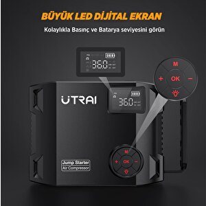 Utrai Jstar 5 24000mah 2000a Jump Starter + Lastik Şişirme Pompası Taşınabilir Akü Takviye Cihazı ( Çanta + Lcd Ekran + Powerbank