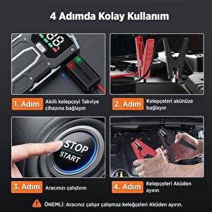 Groove M01 15800mah 2000a Akü Takviye Cihazı Taşınabilir Jump Starter (powerbank+led Lamba+lcd Ekran)