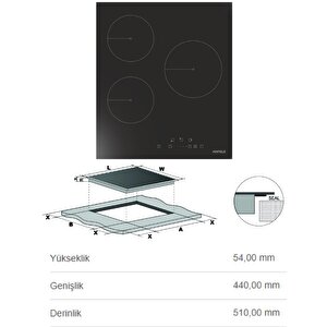 45 Cm Siyah Ankastre Set Lumino Ocak/vega Fırın/vega Davlumbaz