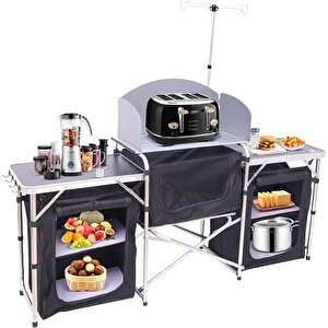 Cooking Station Katlanabilir Kamp Mutfağı - Lamba Askılı